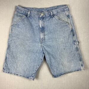 Vintage Wrangler Carpenter Denim Shorts Mens 34 Blue Utility Workwear Jorts